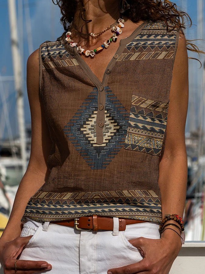 Western Geometric Print Vest