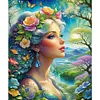 (Grande Taille) Flower girl-pleine peinture de diamant rond-50 * 60cm