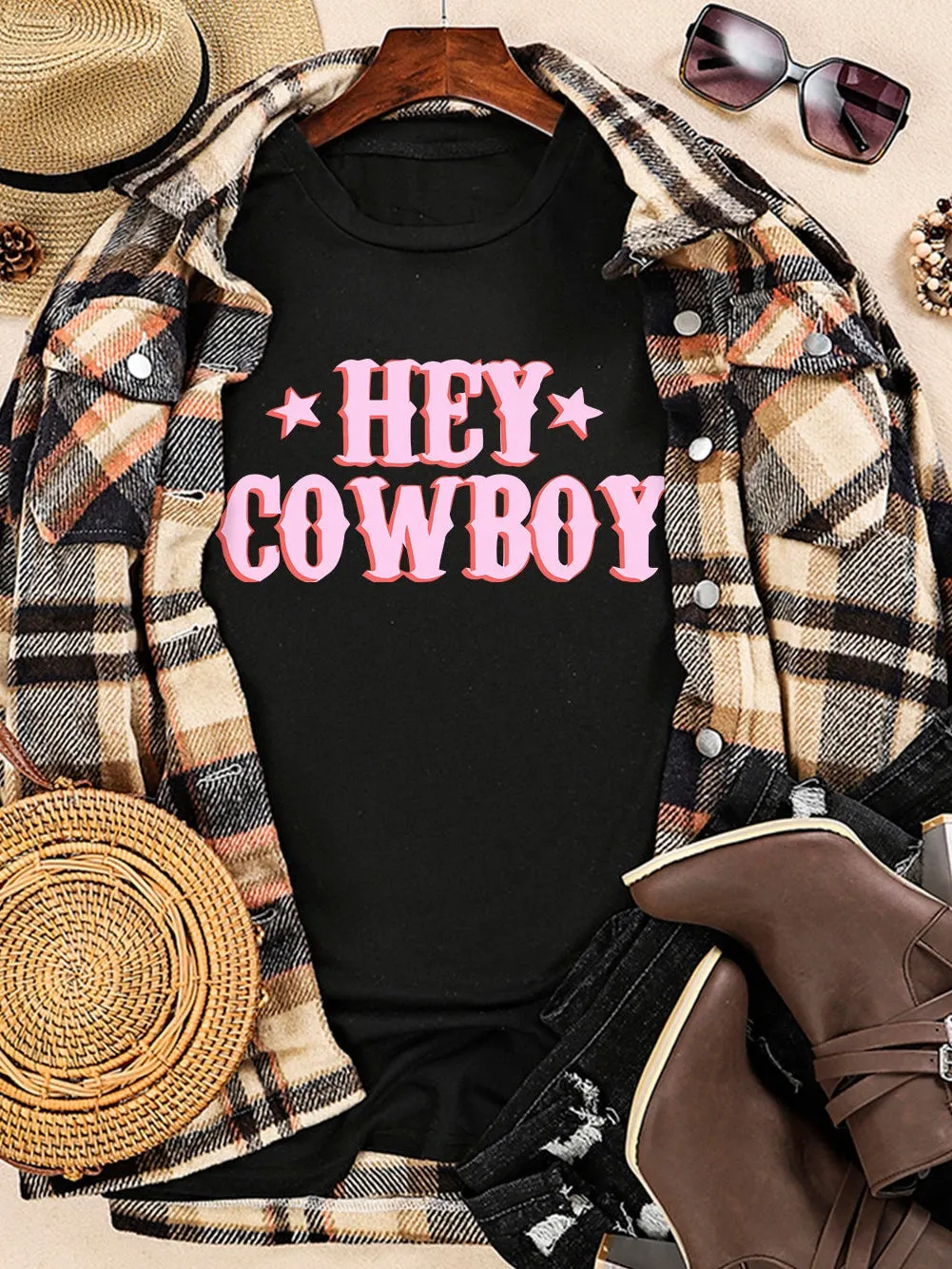 Wild West Letter Print Casual T-shirt