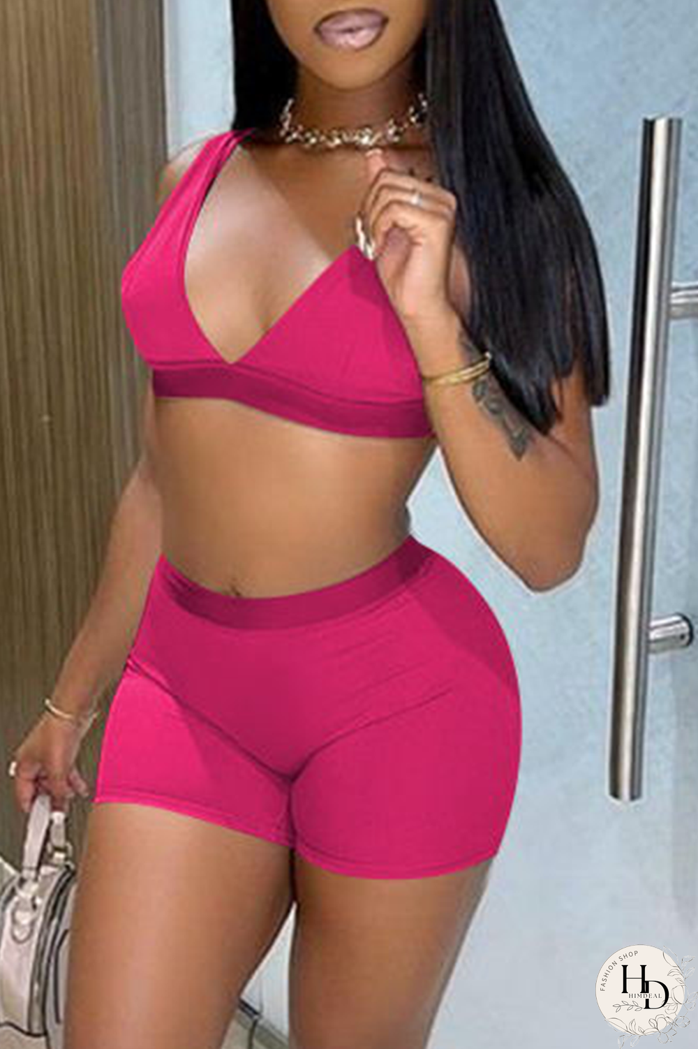 Royal Blue Sexy Solid Split Joint V Neck Sleeveless Two Pieces