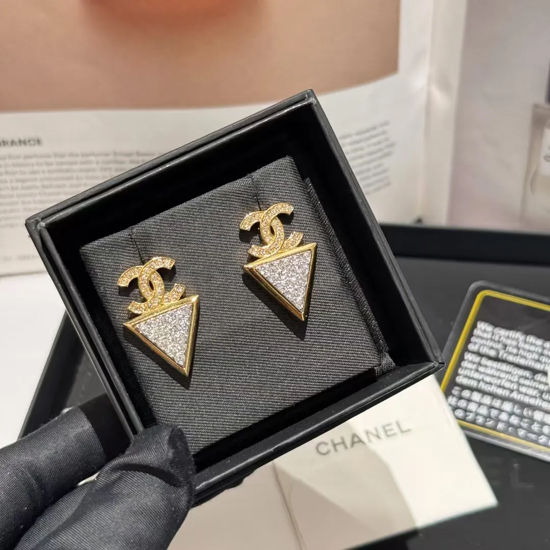 Chanel Geometric Triangle Stud Earrings