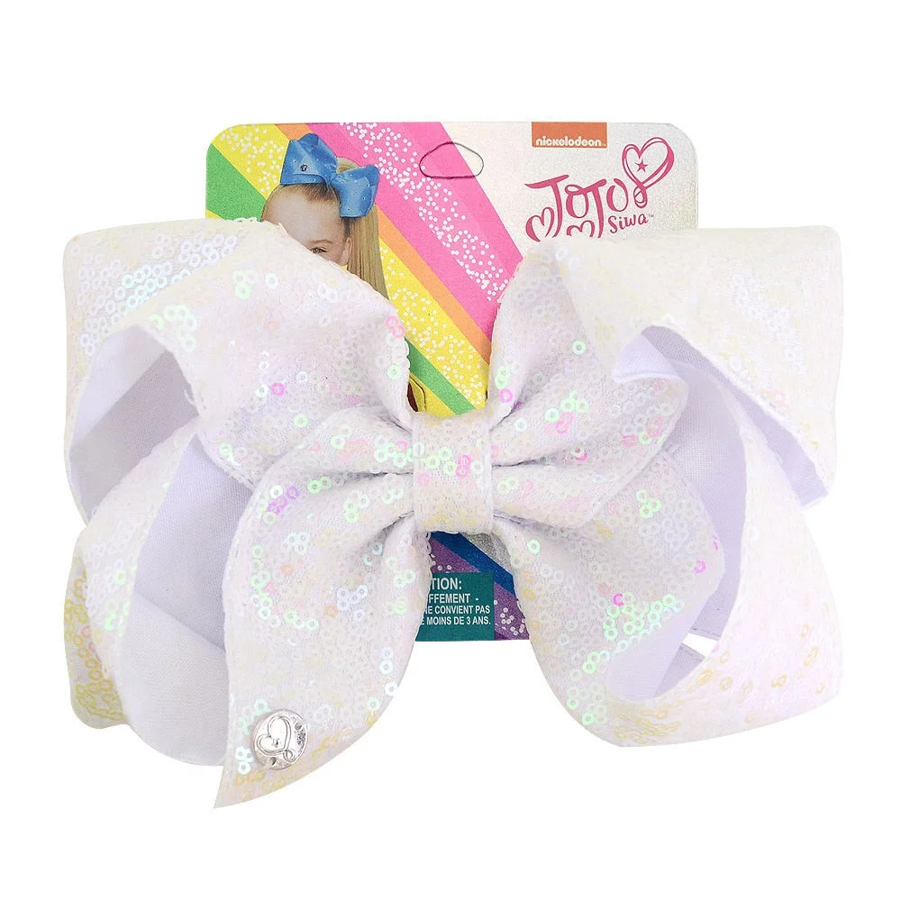 8" Sequin Rainbow JoJo siwa Bow With Hair Clip For Girls Kids Handmade Boutique Knot Jumbo Hair Bow Hairgrips Hair Accessories