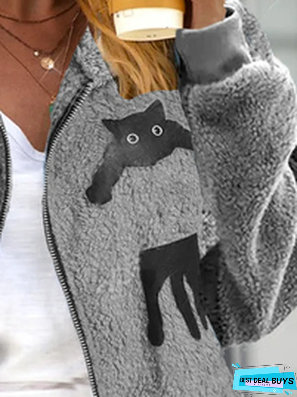 Casual Loose Fluff/Granular Fleece Fabric Teddy Jacket