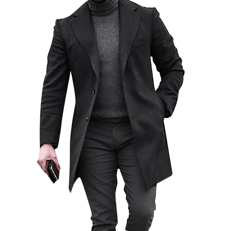Mature Men's Slim Solid Color Windbreaker Coat