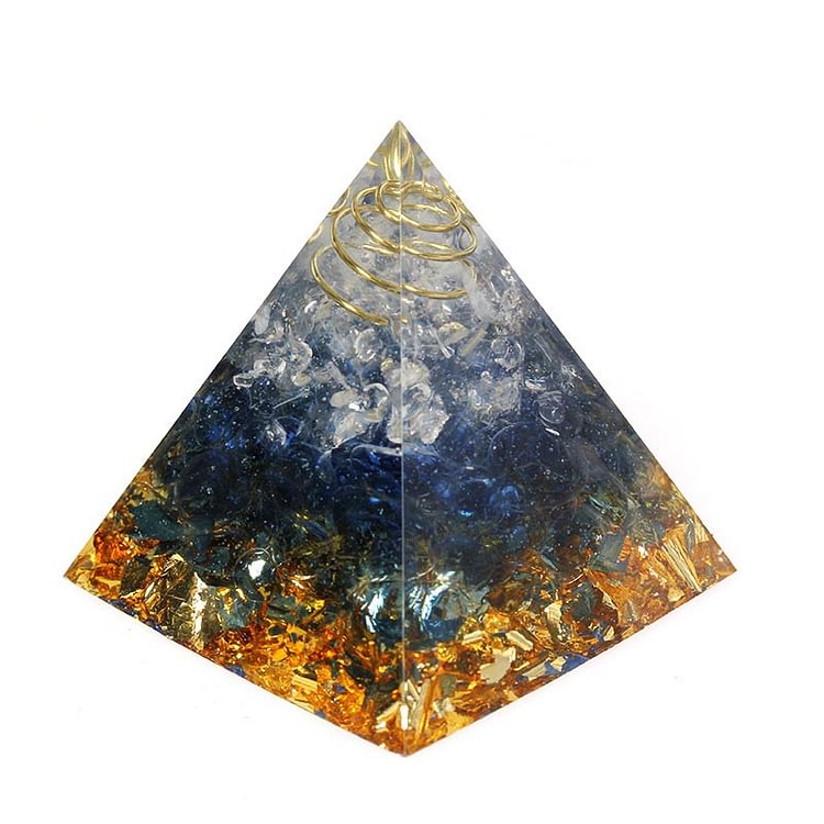 Blue Sandstone with Clear Crystal Orgone Pyramid