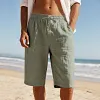 Men's Vintage Linen Casual Beach Vacation Three-Quarter Shorts by Inlyline