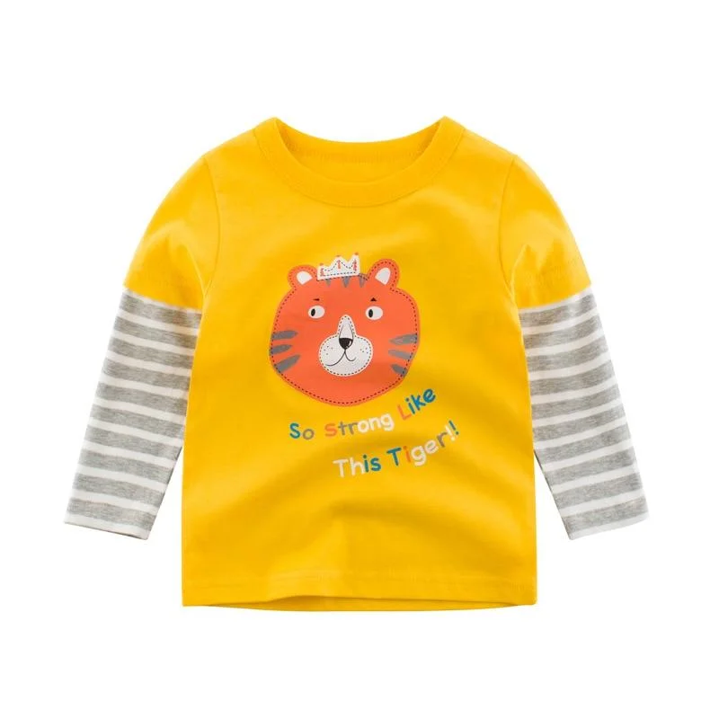 2021 Kids Solid Cotton Long Sleeve T-shirts Tops Boys Girls Cute Animal Print Tees 2 3 4 5 6 7 8 Years Children Sweatshirts