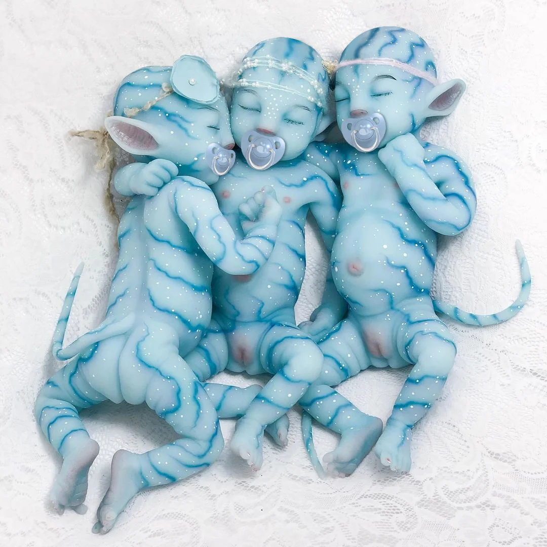 Blue Reborn Baby Dolls 12'' Realistic Reborn Fantasy Triplets Girls Asleep Siliocne Vinyl Baby Doll-Gift For Kids By Creativegiftss® -Creativegiftss® - [product_tag] RSAJ-Creativegiftss®