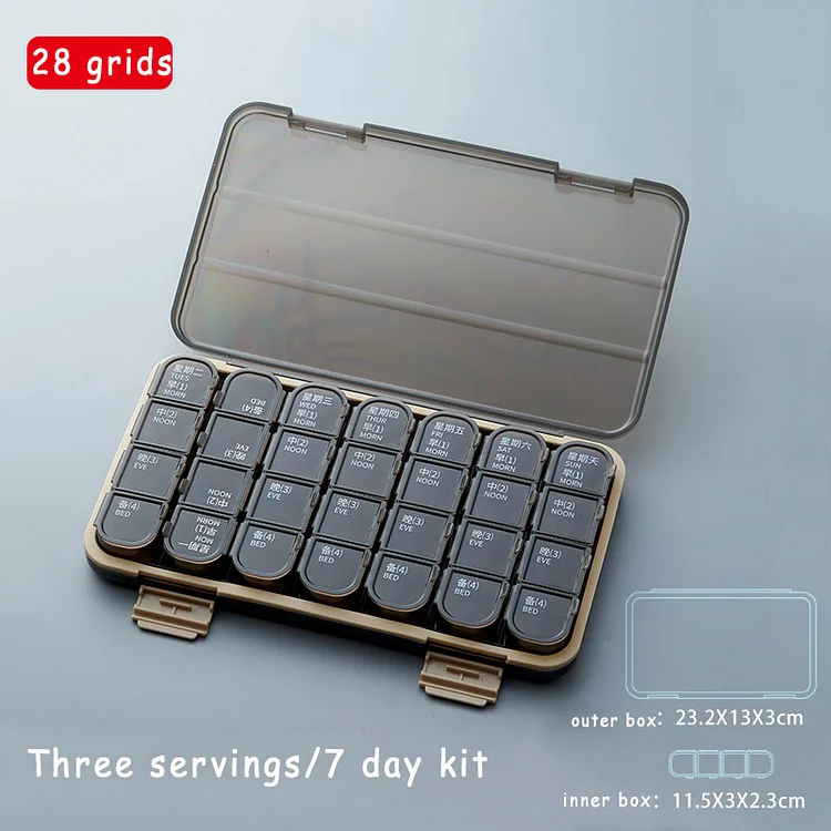 JOURNALSAY Pill box morning, afternoon and evening portable 7-day large-capacity storage box