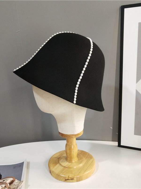 Youth Fashion Pearls Decoration Fisherman Hat