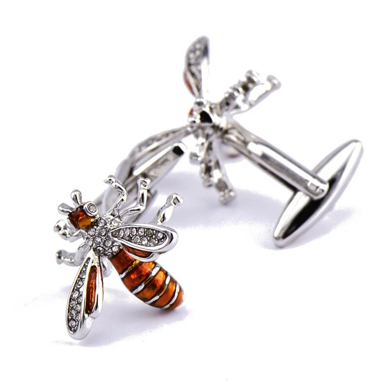 Metal Cufflinks Copper French Shirt Suit Men's Party Daily Casual Dating  High-quality Classic Crystal Bee Cufflink