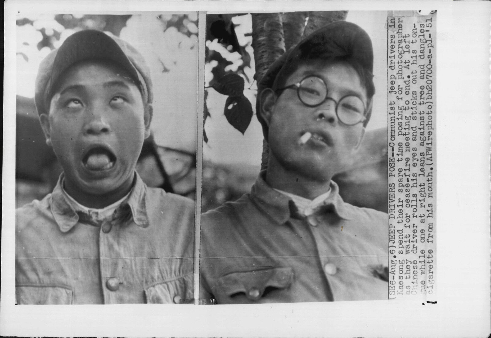 Communist Jeep Drivers At Peace Talks Kaesong 1951 Korea War Press Photo Poster painting