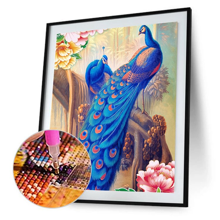30*55cm Blue Peacock Diamond Painting