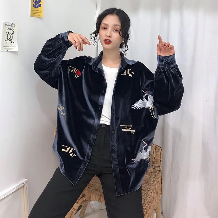 KOREAN VINTAGE SOFT VELVET BUTTON SHIRT V131