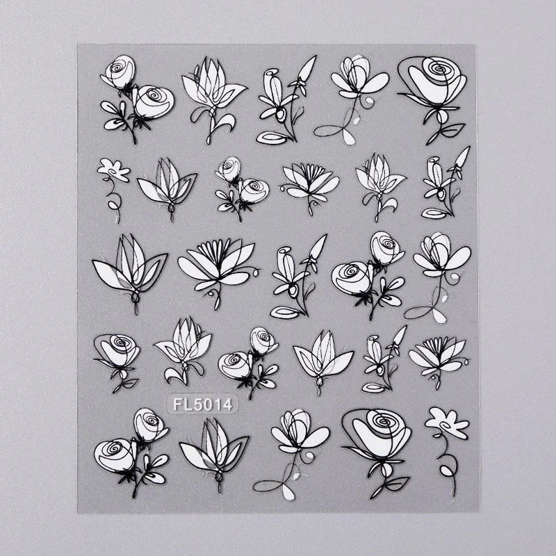 3D Nail Art Sticker Iridescent Gold Black Gilded Stripe Wave Line Adhesive Transfer Foils DIY Decal Manicures Tips Decoration-Nail Inspo