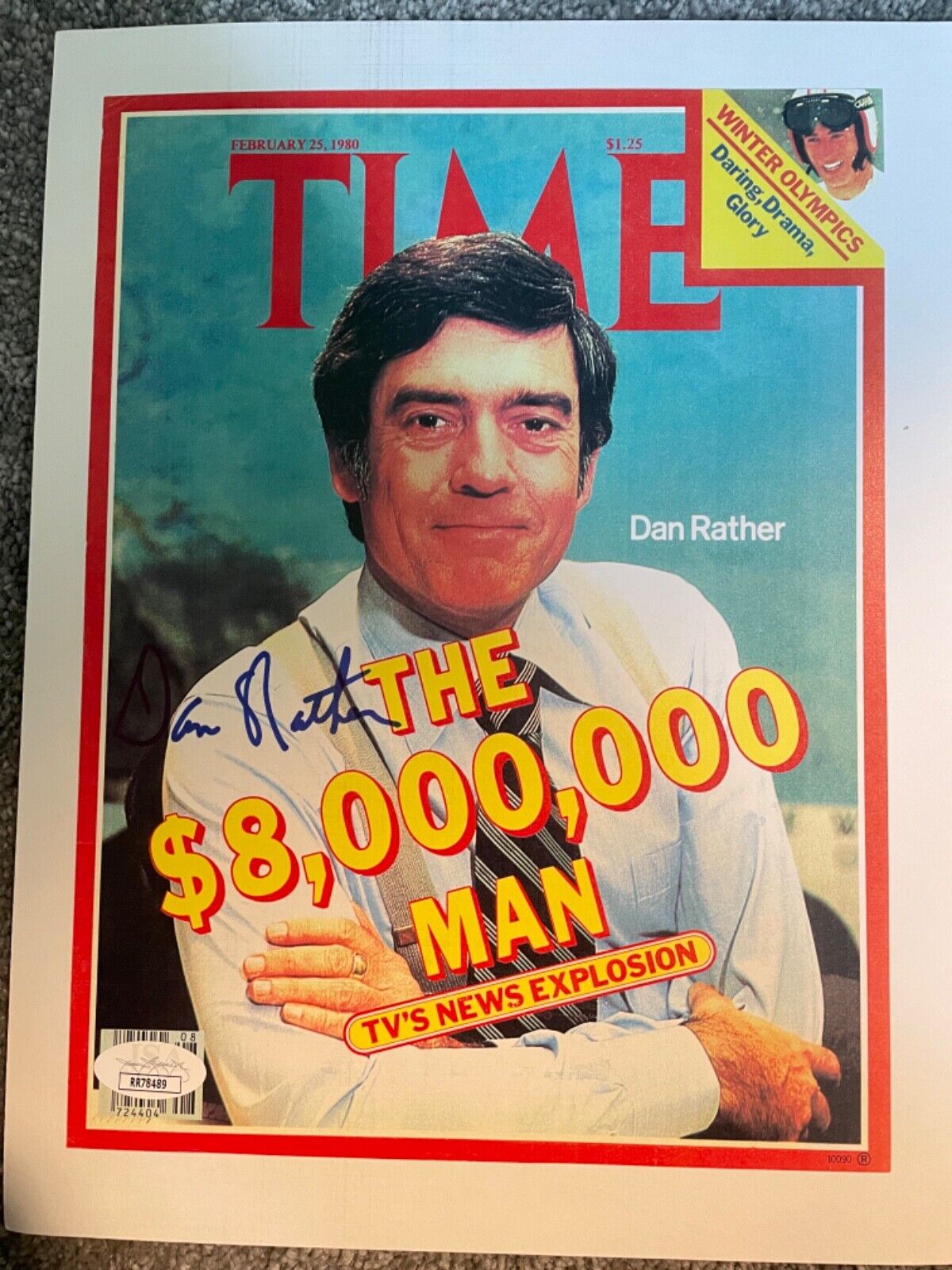 Dan Rather signed JSA COA 8.5x11 cardstock picture Time Magazine Cover psa bas