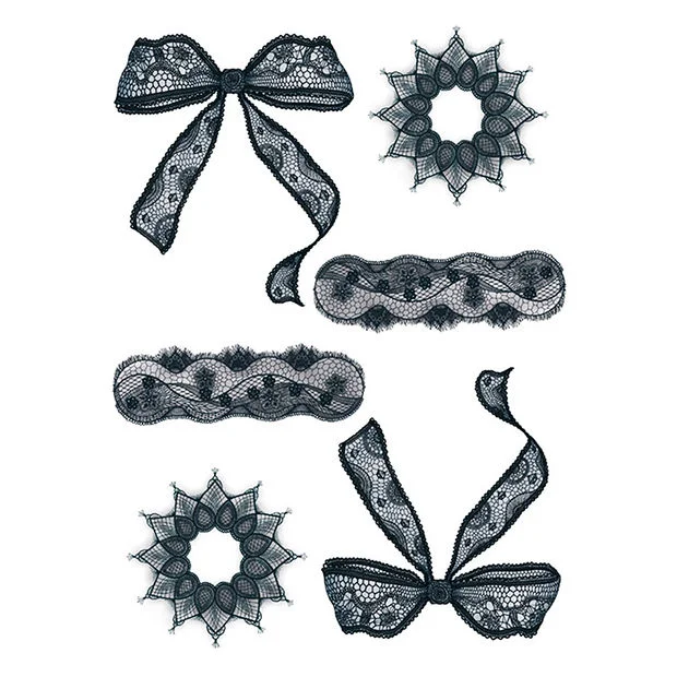 Sdrawing Temporary Tattoo Sticker Bow Knot Sexy Lace Butterfly Flower Arm Leg Body Art Flash Tatoo Fake Tatto for Men Women