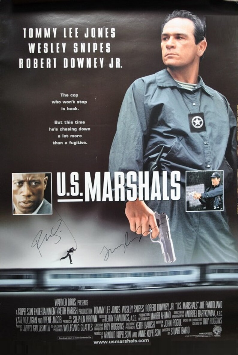 TOMMY LEE JONES & Wesley Snipes Signed Movie Poster x2 U.S. Marshals 27x 40 wcoa