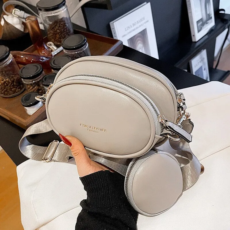 էѧӧܧ three-piece Simple PU Leather Crossbody Bags Women 2021 New Fashion Lady Luxury Shoulder Handbags and Purses