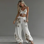 Women's Vintage Floral Pattern Art Comfy Pants - Image 3