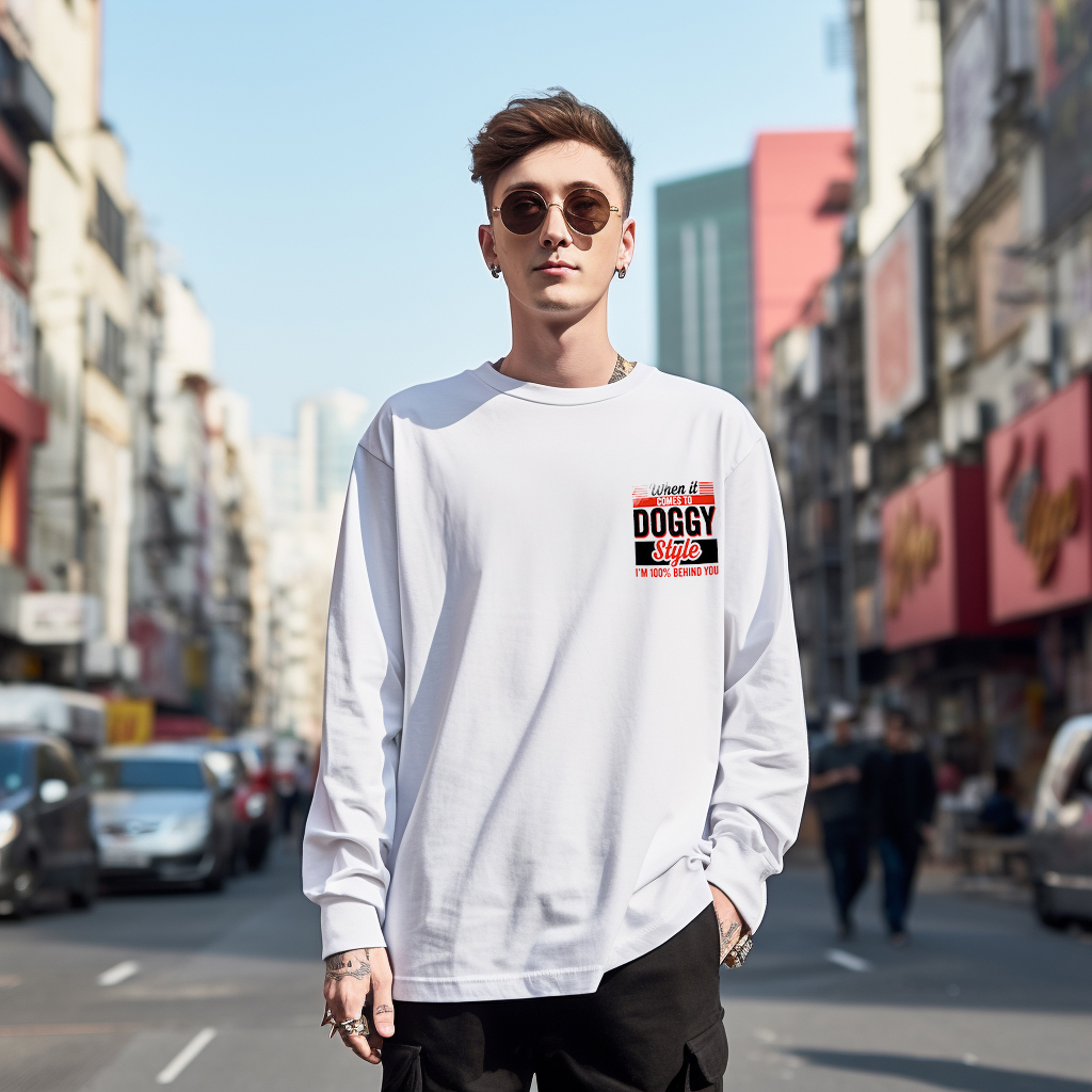 WHEN IT COMES TO DOGGY STYLE Modern Style Print Longsleeves Shirt 