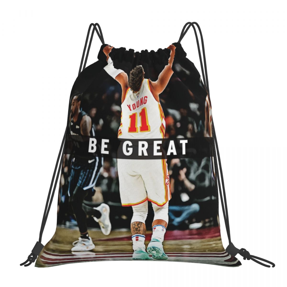 Atlanta Hawks Trae Young Greatness Motivational Waterproof Adjustable Lightweight Gym Drawstring Bag