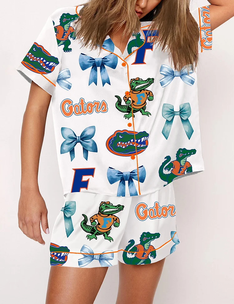 Women's Go Gators And Bows Florida Basketball National Champions Pajama Set