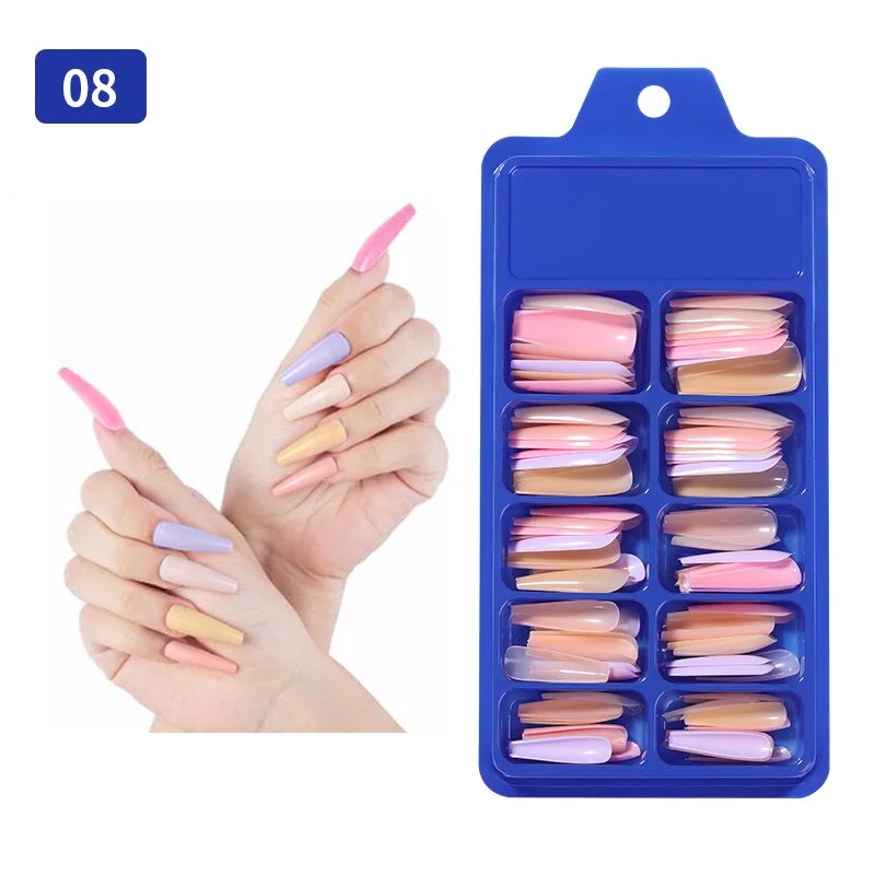100Pcs Black White False Nail Tips Full Cover Acrylic Almond Coffin Candy Colorful Fake Nails Tip Manicure Extension Nail Tool-Nail Inspo