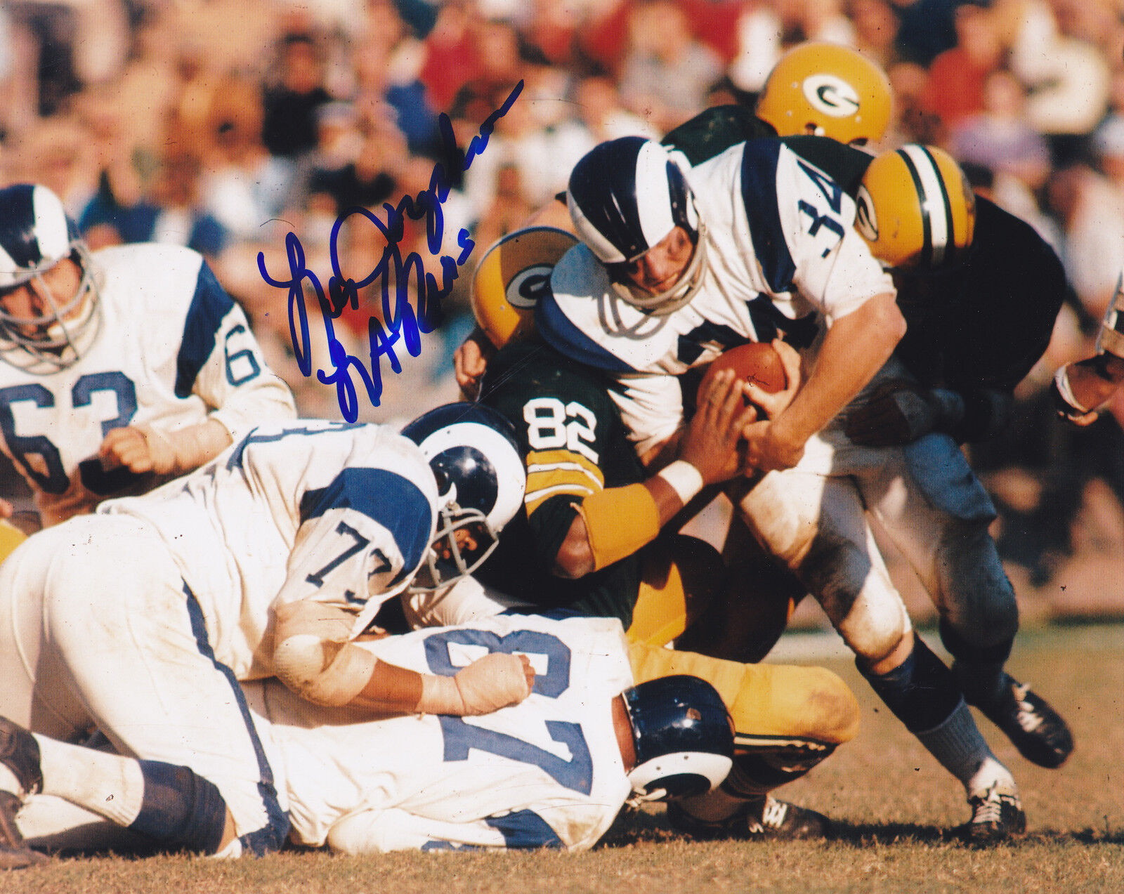 LES JOSEPHSON LOS ANGELES RAMS ACTION SIGNED 8x10