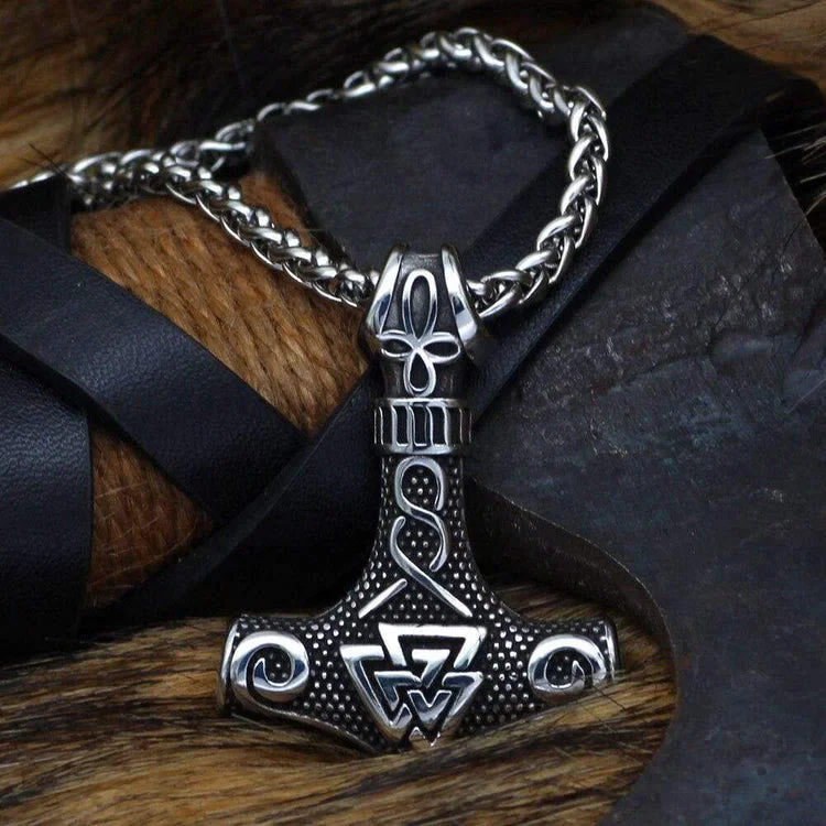 Coutureaura Viking Thor Mjolnir And Valknut Necklace