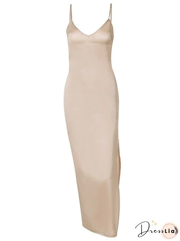 Backless V-neck Split Temperament Dress