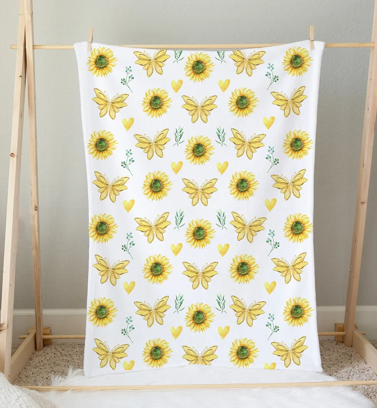 Personalized Baby Sunflower Newborn Swaddle Blanket Set|Set01