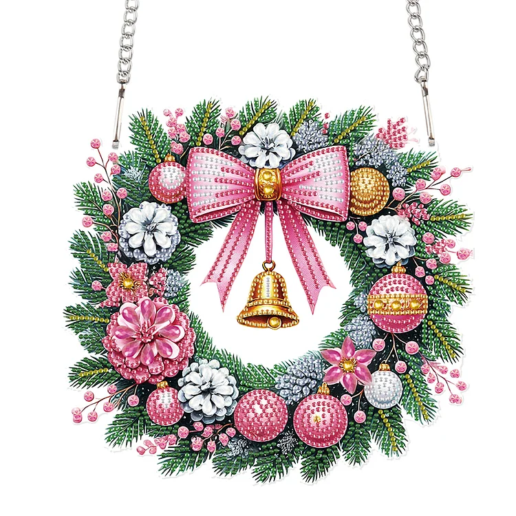 Acrylic Special Shape Christmas Wreath DIY Diamond Painting Art Pendant Kit