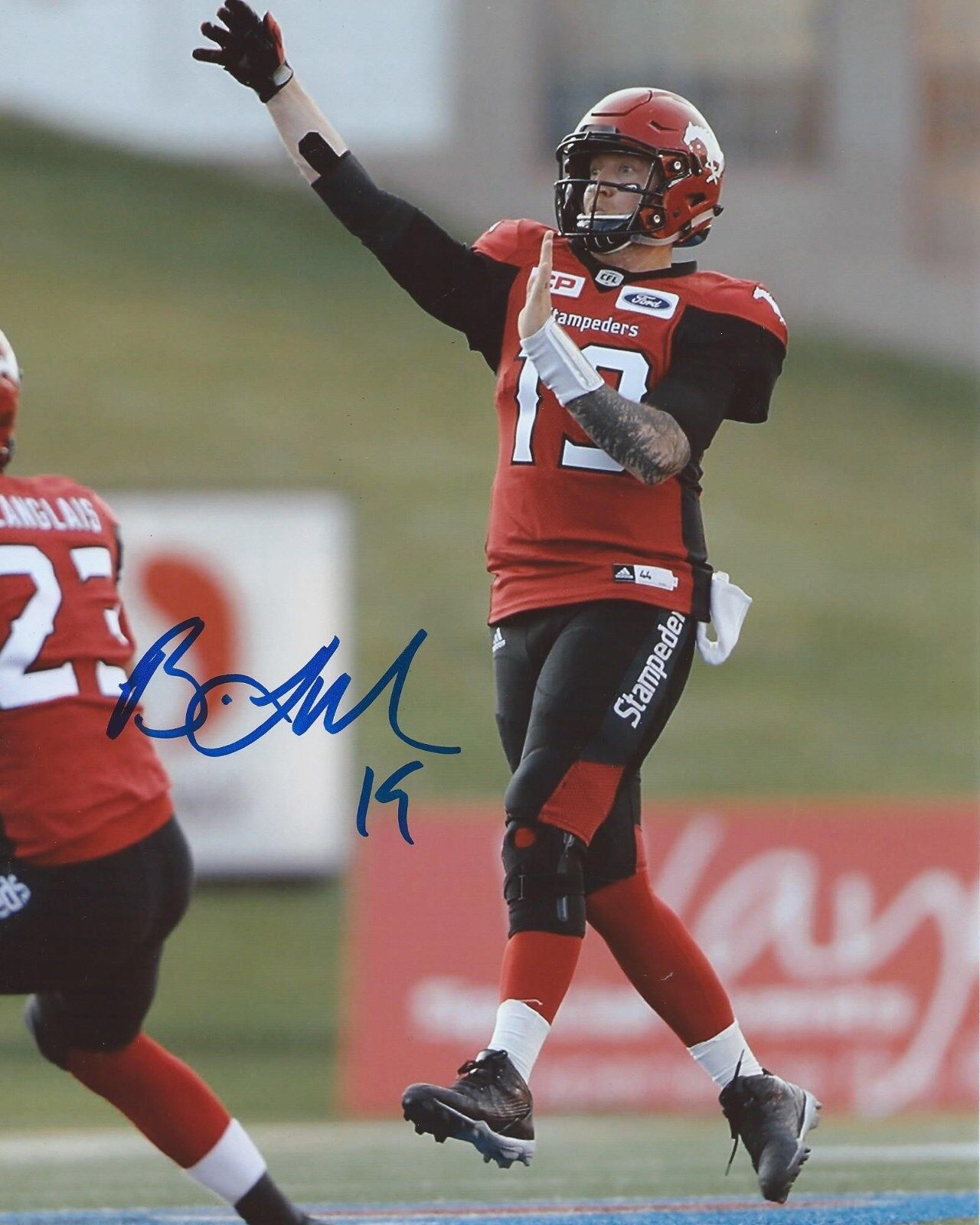 Bo Levi Mitchell Signed 8x10 Photo Poster painting Calgary Stampeders Autographed COA F