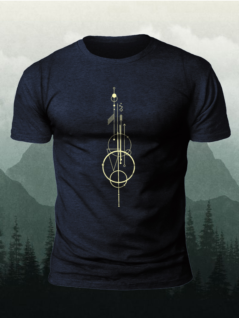Men's Modern Geometric Minimalist Universe Short-Sleeved Shirt
