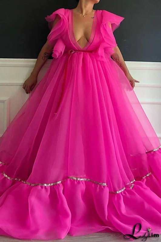 Sexy Fuchsia Prom Dress Ball Gown