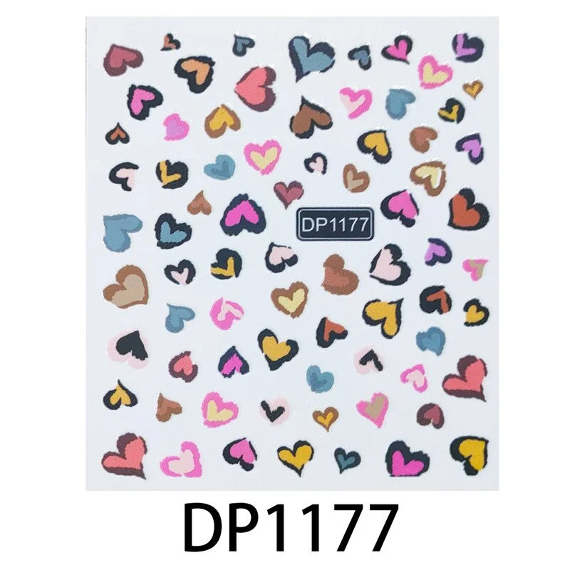 Nail Stickers Back Glue Black Color Leopard Gradient Cartoon Love Heart Designs Nail Decal Decoration Tips For Beauty Salons-Nail Inspo