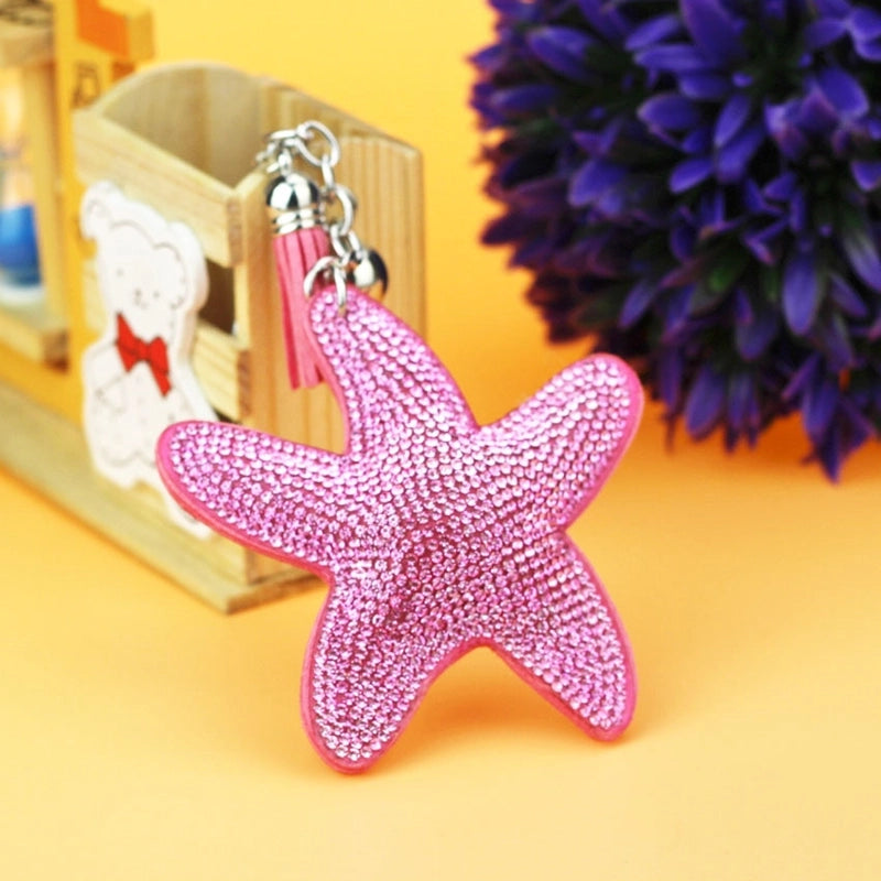 8 Pieces Glam Beach Starfish Flannel Diamond Women'S Keychain