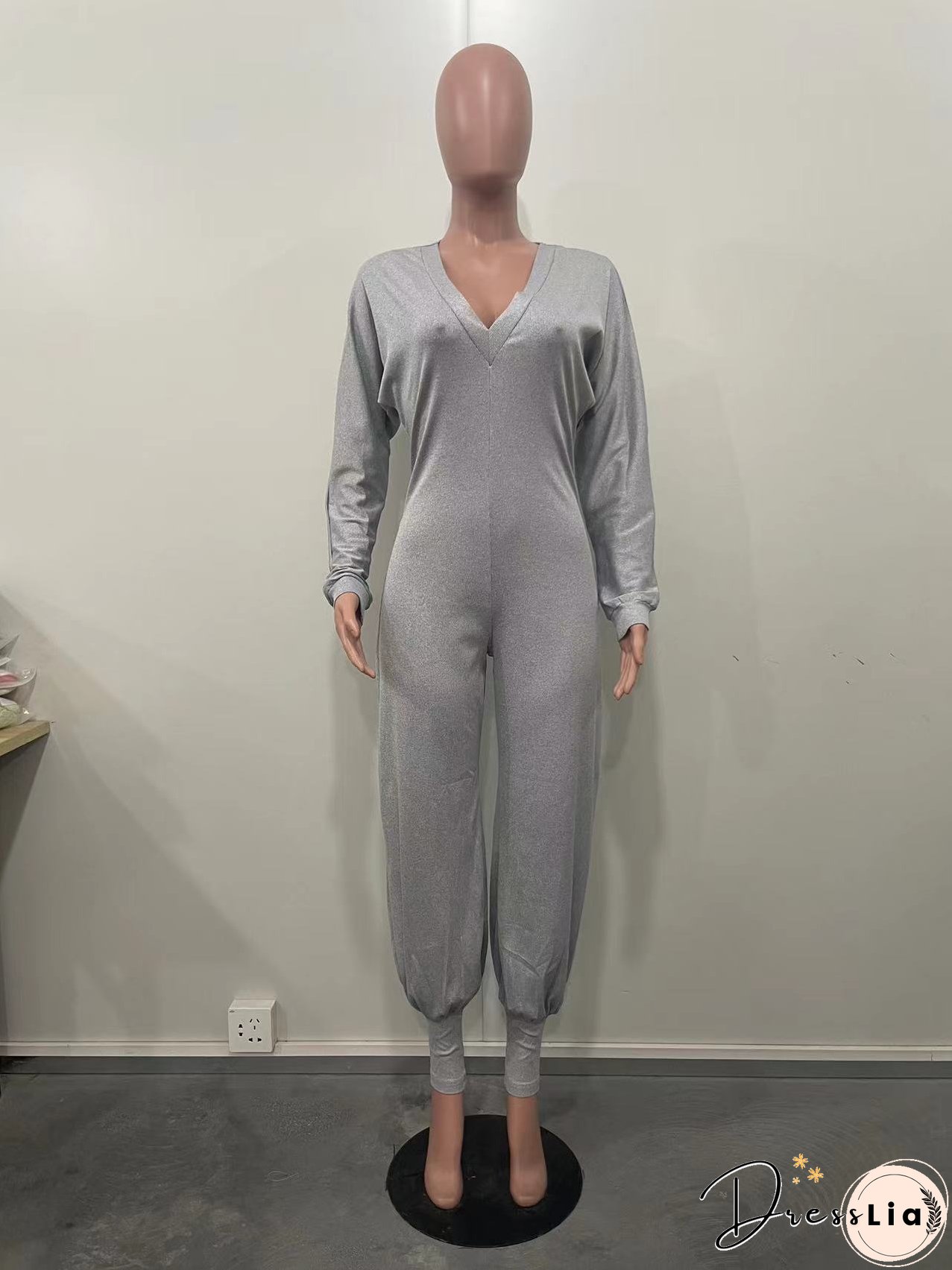 Women Ribbed Solid Patchwork Jumpsuit