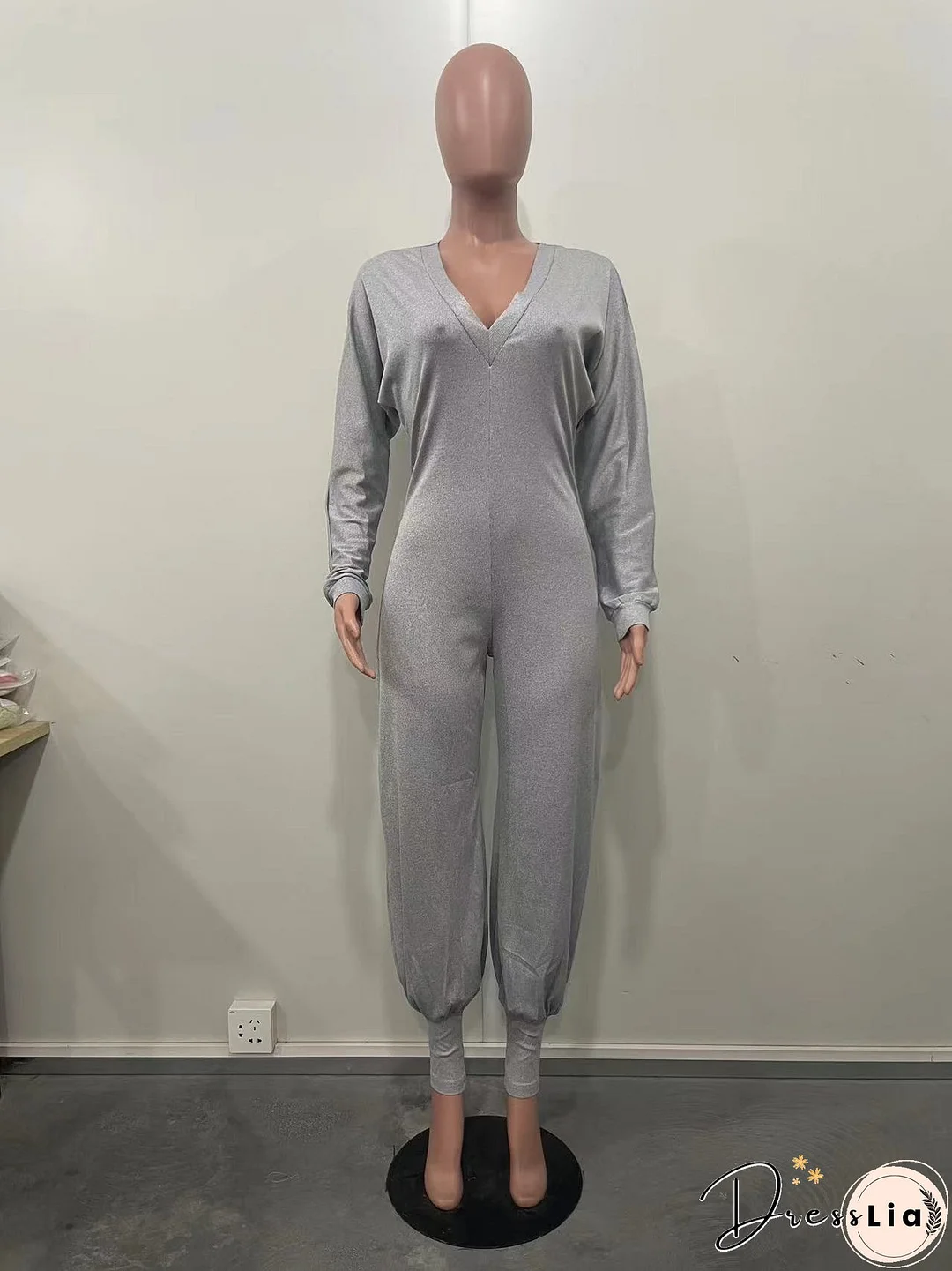 Women Ribbed Solid Patchwork Jumpsuit