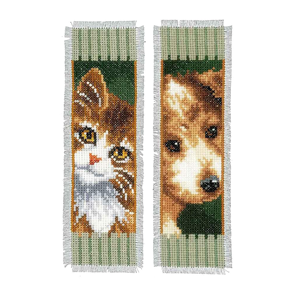 

Dog and Cat - 14CT Counted Cross Stitch - Bookmark, 501 Original