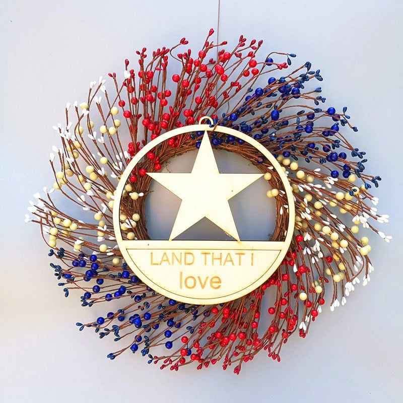 American Color Simulation Independence Day Garland 20 Inch National Day Decoration Pastoral Style Home Decoration Berry Vine Garland