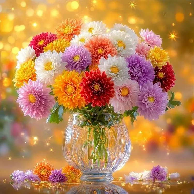 Bouquet In Vase 30*30CM (Canvas) Full Round Drill Diamond Painting gbfke