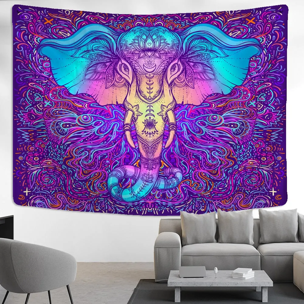 Mushroom Tapestry Wall Hanging Indian Mandala Bohemian Style Psychedelic Hippie Night Moon Witchcraft Home Decor