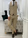 Lambrusco Cream Slim Fit Peak Lapel Striped Suit