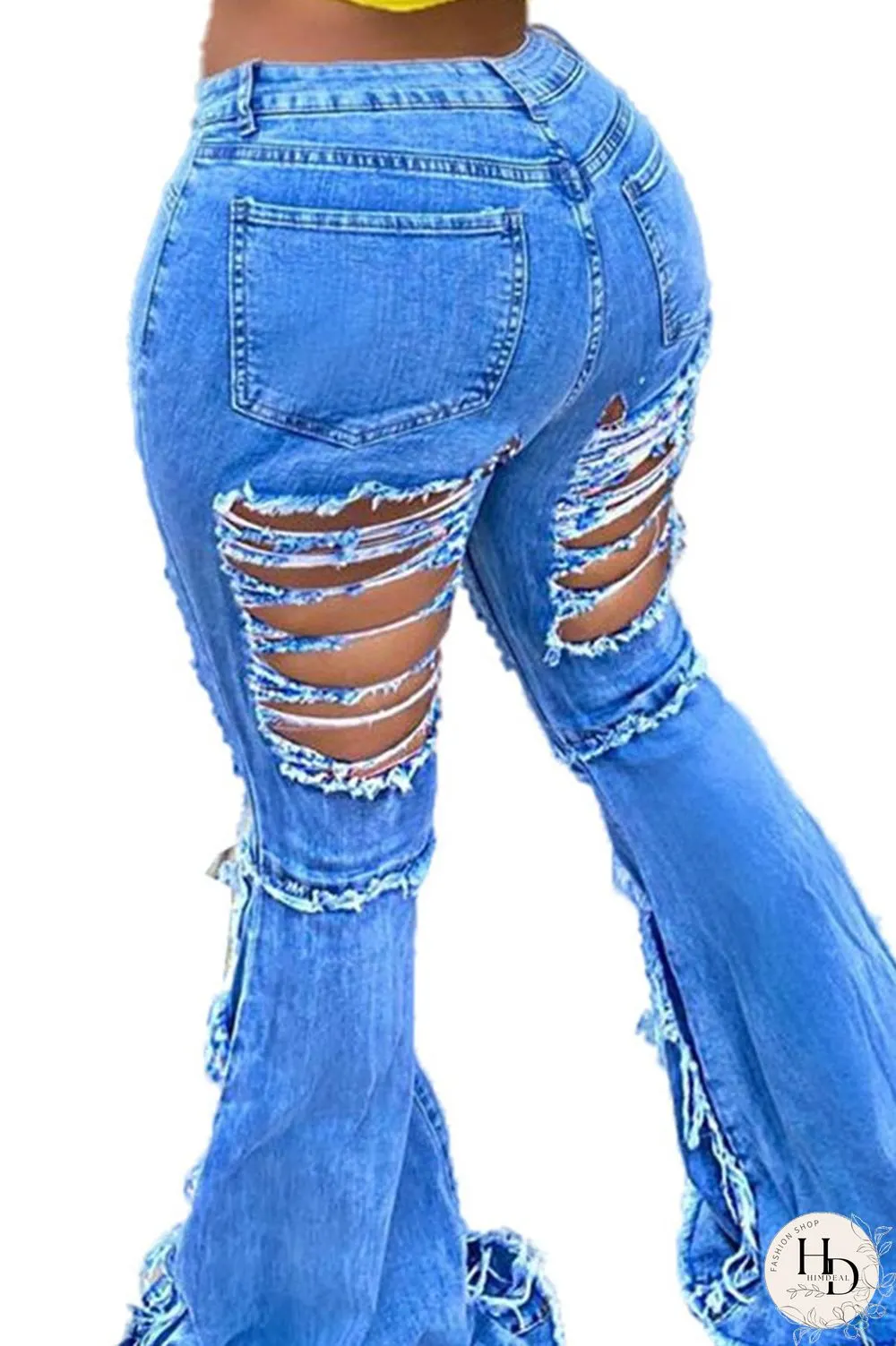 Blue Street Denim Solid Ripped Boot Cut Bottoms