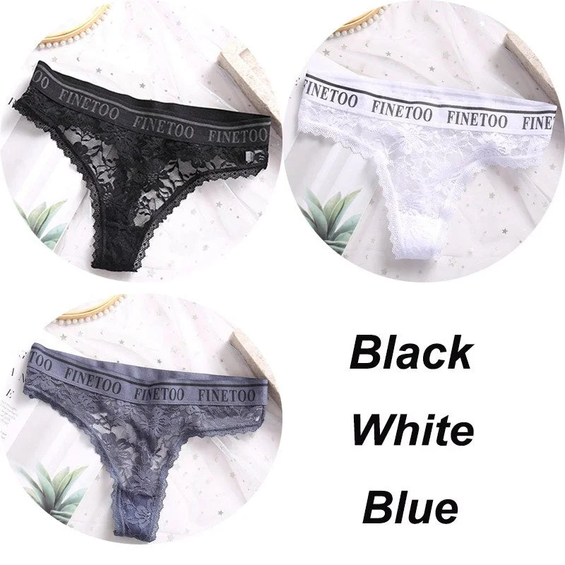 3PCS/Set Women Lace Panties Sexy G-string Underwear Female Underpants Floral Solid Color Briefs Lingerie Sexy Thong Panties M-XL