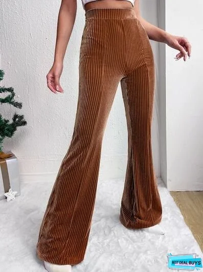 Ribbed High Waist Bootcut Pants