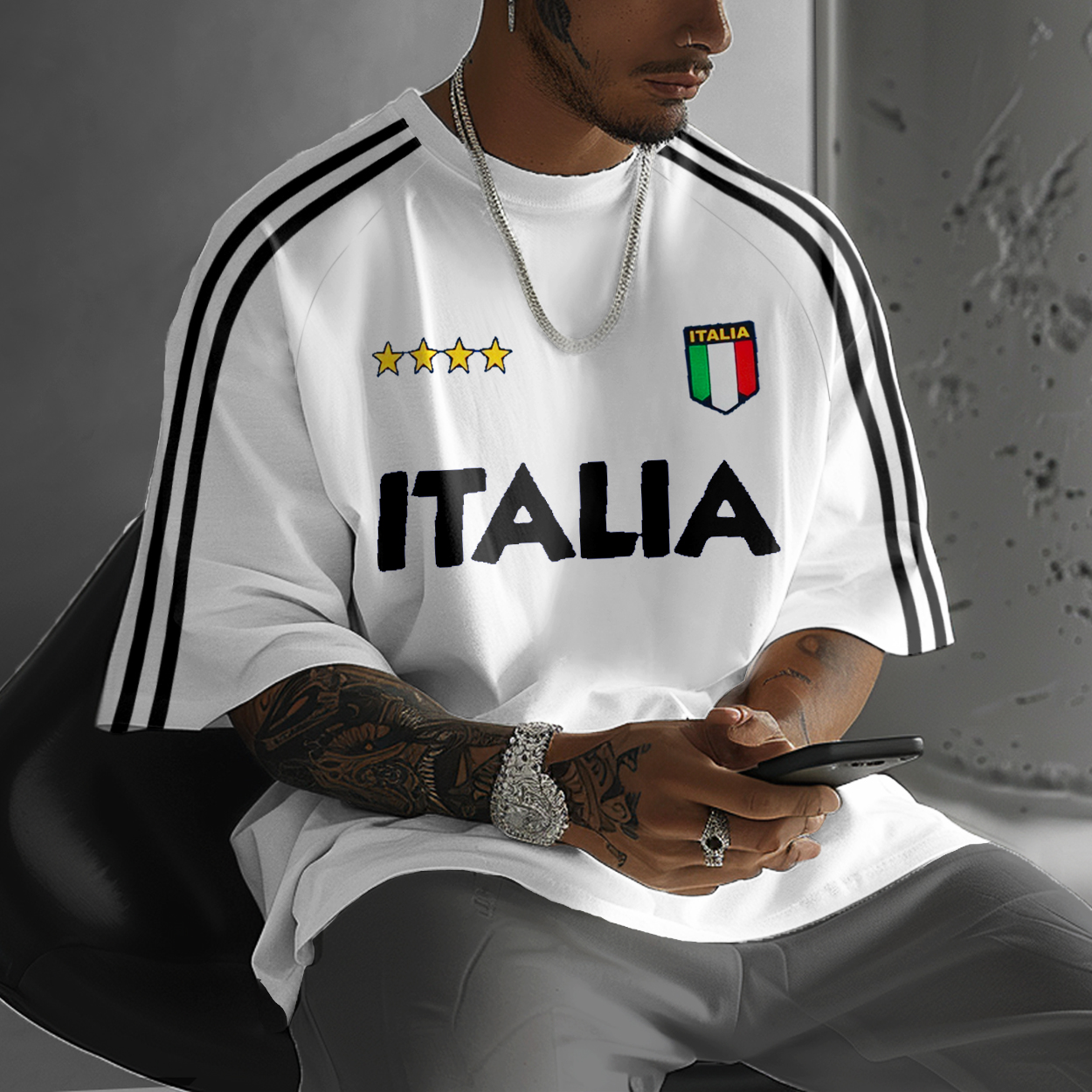 Unisex Italian Football Y2K Oversized Retro T-shirt