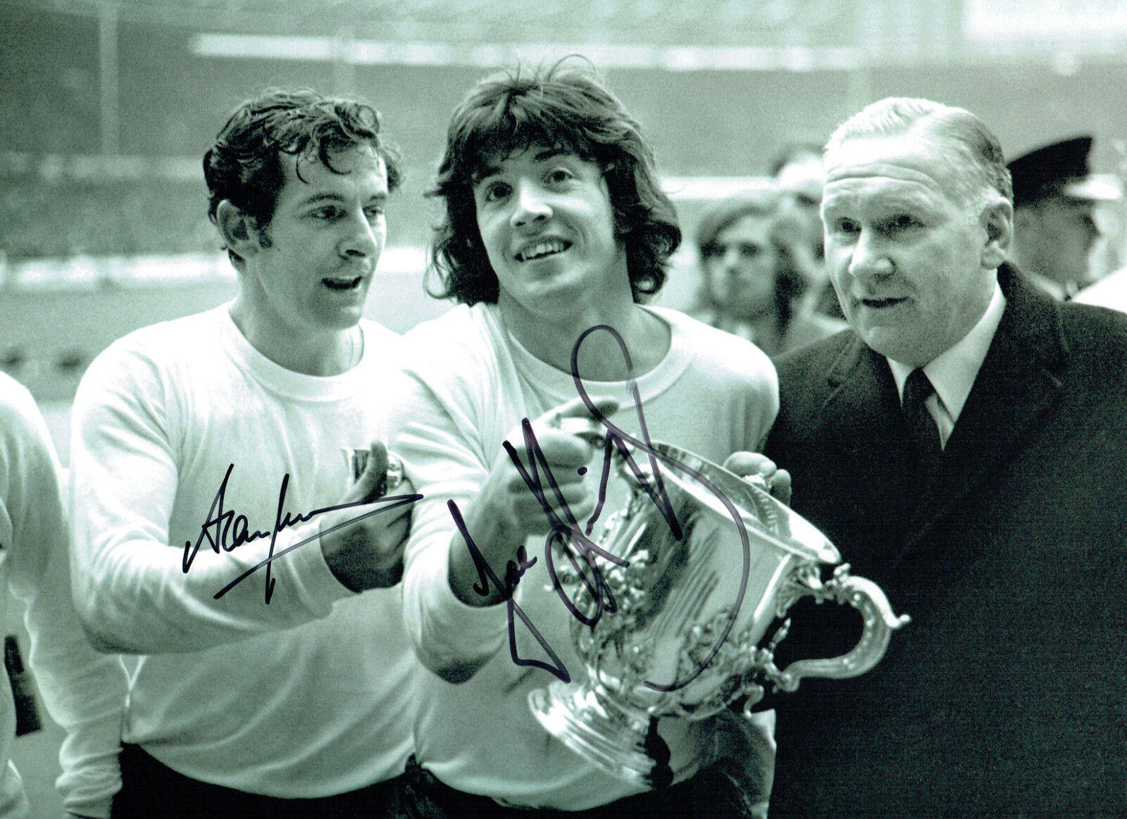 Alan MULLERY Joe KINNEAR Double Signed Autograph 16x12 Spurs Photo Poster painting AFTAL COA